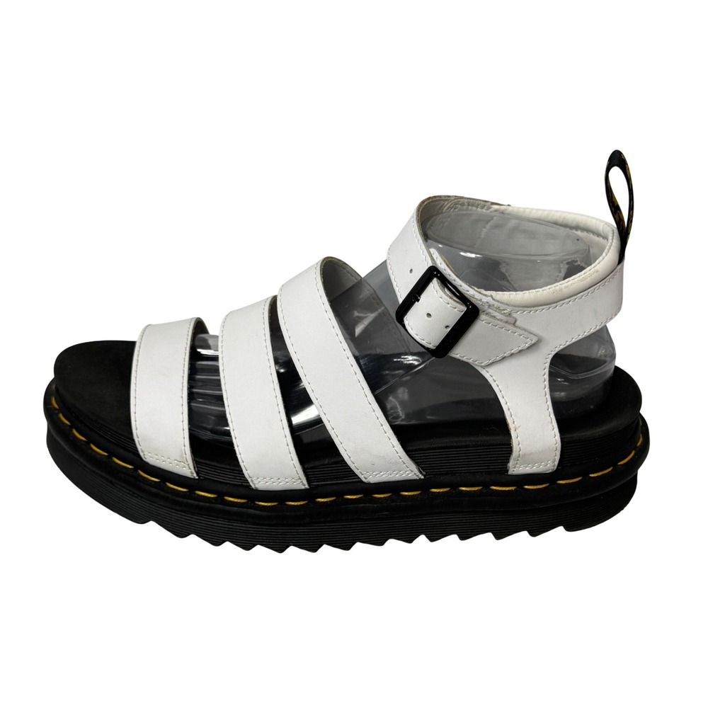 Dr. Martens Blaire‎ White Hydro Leather Platform Gladiator Sandals AW004 US 10